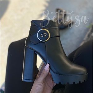 Black Platform ankle booties